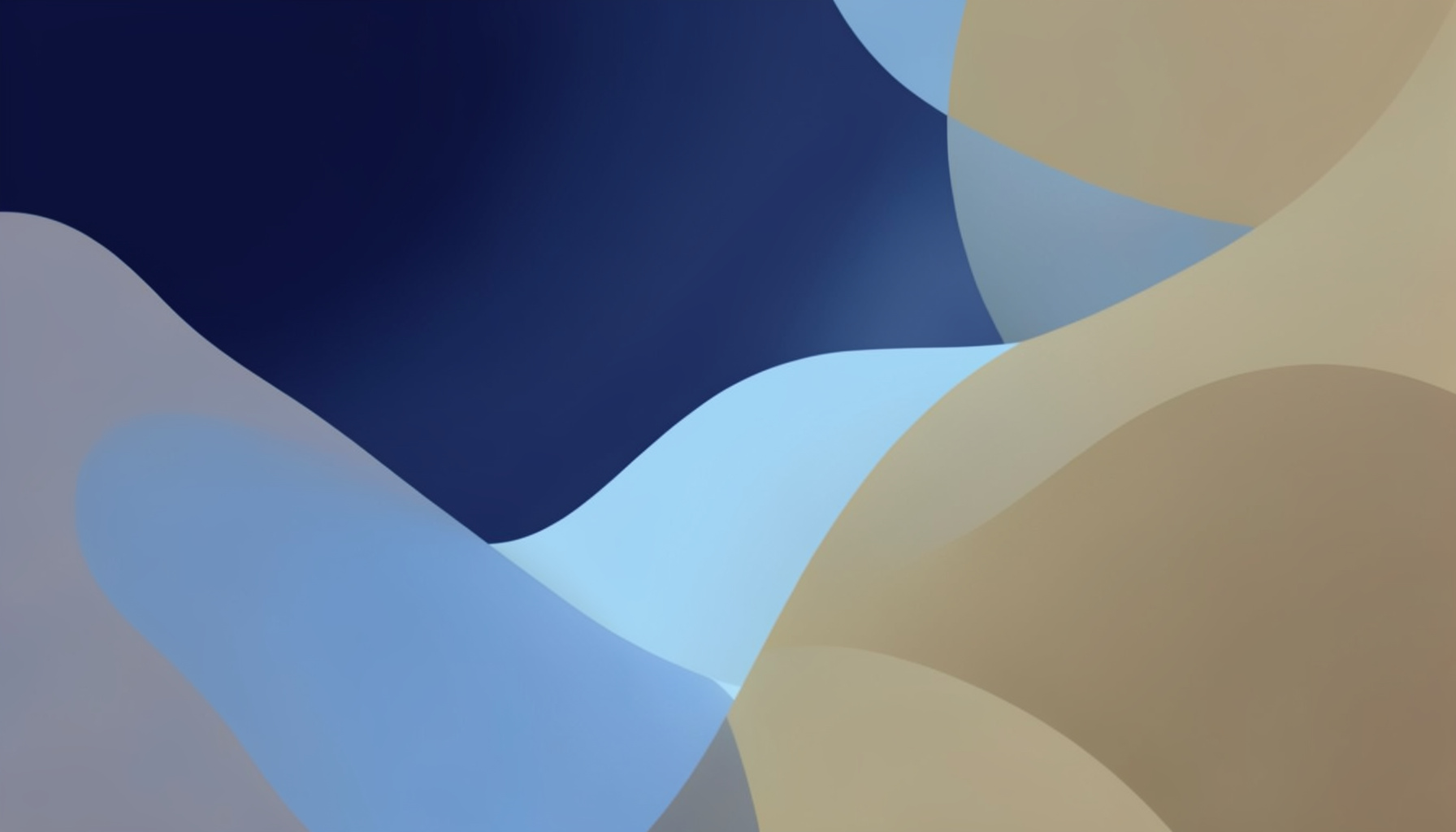A warm abstract composition of overlapping organic shapes in deep navy, soft sky blue, and muted gold, suggesting collaboration and growth